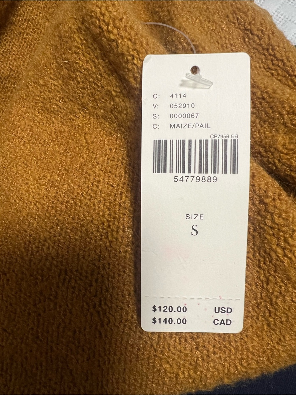 NWT Anthropologie Joy Fringe V-Neck Sweater Mustard Yellow Size Small - Picture 4 of 7